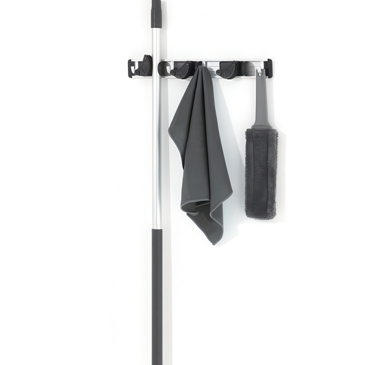 Tool Bar with 3 Rubber Grips, MOP HOLDER, 40 cm, Aluminium / Black