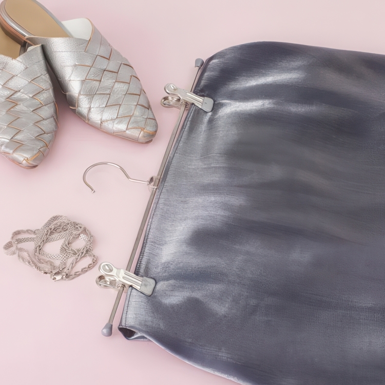 Classic Hanger for skirts, Metal, MAWA KLAMMERN CLIP, 17 cm, Silver / Black