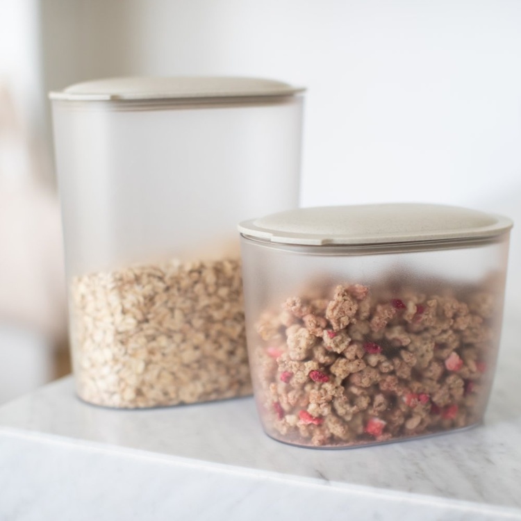 Container, Airtight, 2,5 L, KOIZOL CONNECT ORGANIC OVAL STORAGE LARGE, Transparent / Beige