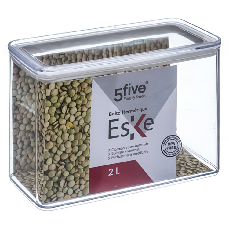 Airtight container, Rectangular, 2 L, ESKE MEDIUM, 20,4 x 10,4 x H 13,6 cm, Clear / White