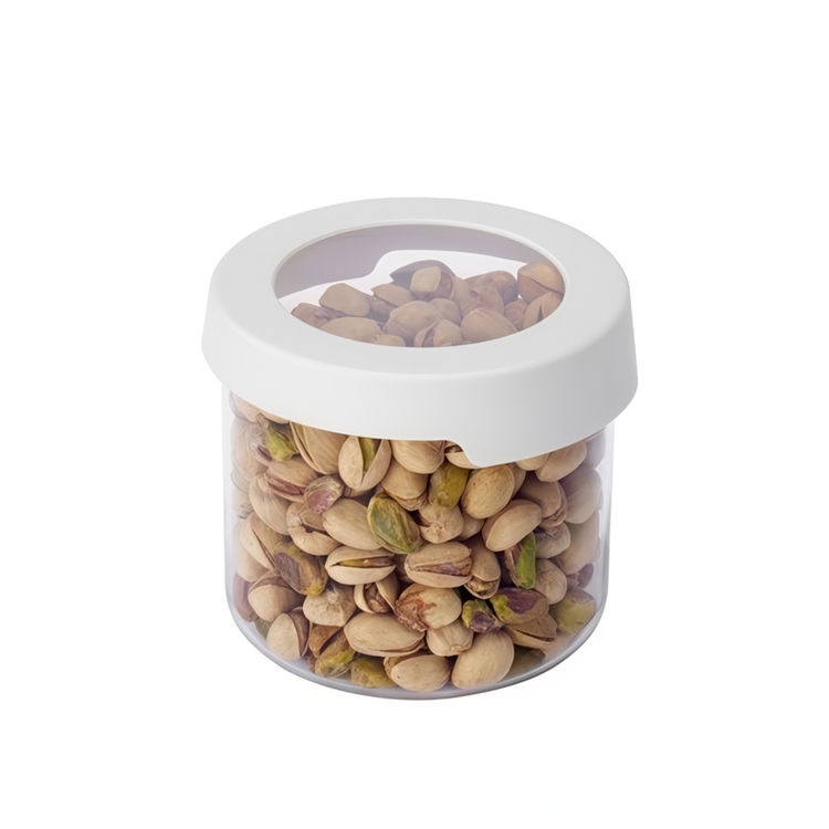 Transparent container, Airtight, Round, 0,75 L, VISION, Ø 11,5 x H 10 cm, Clear / White