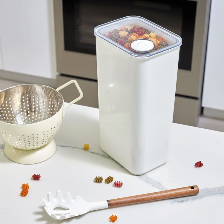 Airtight Container, iD POUR LID XL CANISTER, 12,1 x 16,2 x H 29,5 cm, White / Transparent