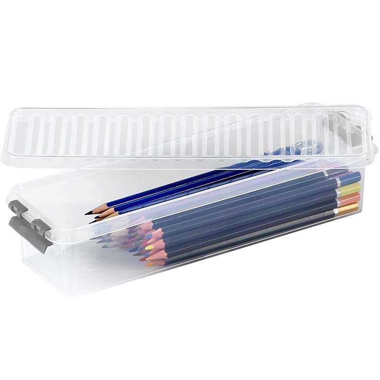 Small Box, Slim, 0,9L, Q-LINE, 27 x 8,6 x H 6 cm, Clear / Silver Grey