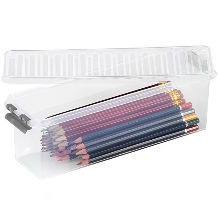 Small Box, Slim, 1,3L, Q-LINE, 27 x 8,6 x H 9 cm, Clear / Silver Grey