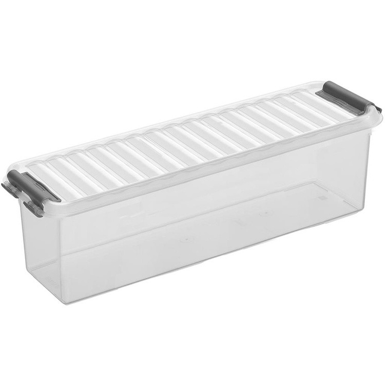 Small Box, Slim, 1,3L, Q-LINE, 27 x 8,6 x H 9 cm, Clear / Silver Grey