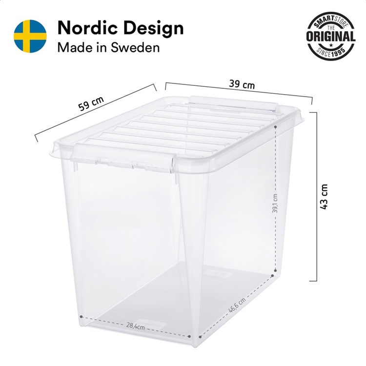 Storage Box, SMARTSTORE 66L RECYCLED XL, 59 x 39 x H 43 cm, Grey