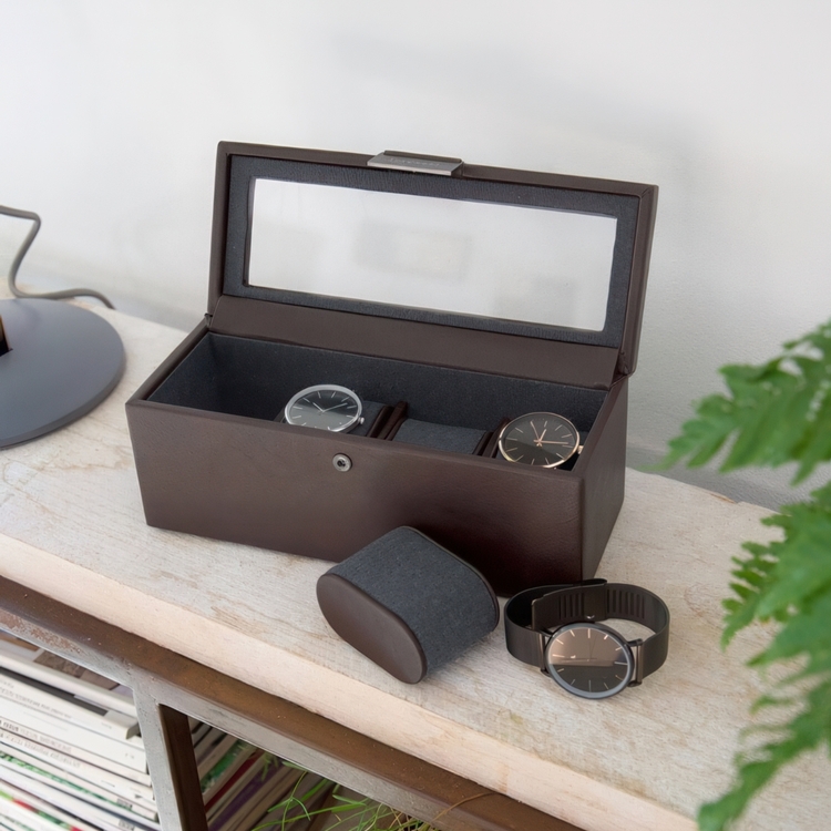 Watch Box with glas lid, Oblong, STACKERS WATCH BOX, 24,5 x 10 x H 9,5 cm