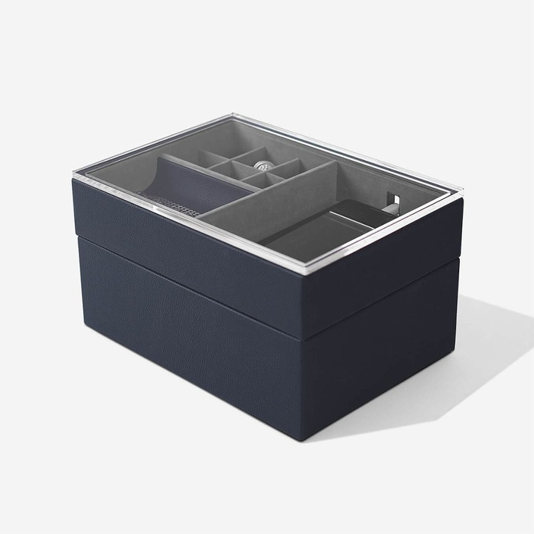 Watch & Accessories Box, STACKERS WATCH & VALET, 18 x 26 x H 15cm, Navy