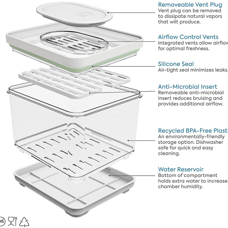 Food Storage, Anti-Microbial, ID FRESH SMALL PRODUCE BIN, 16,5 x 19 x H 14 cm Clear