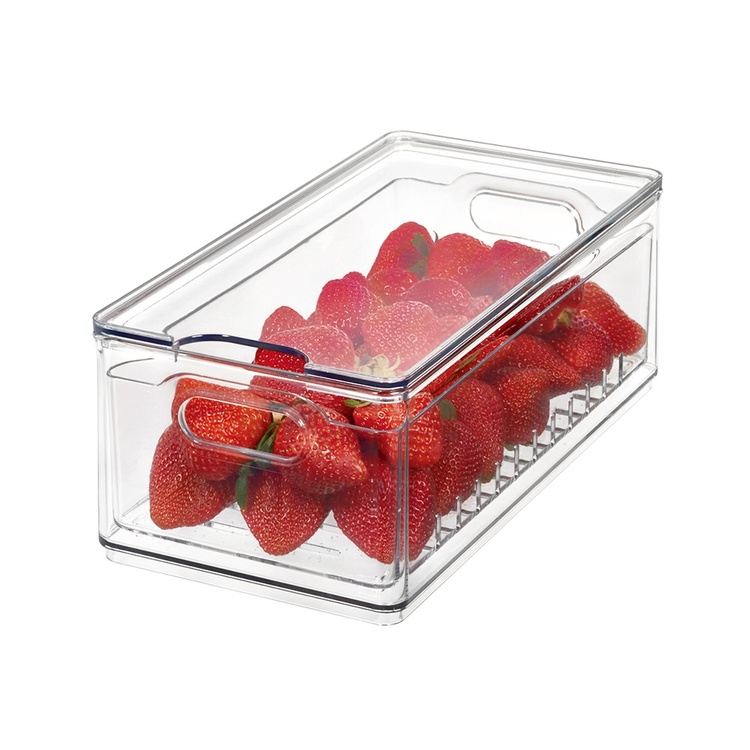 Storage Box with colander , THE HOME EDIT LARGE BERRY BIN, 15,2 x 30,5 x H10,8 cm, Transparent