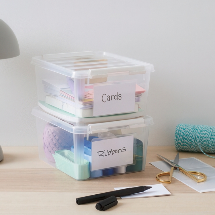 Box, Small, SMARTSTORE 2L HOME, 21 x 17 x H11 cm, Clear / White