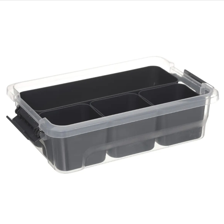 Sorting box with 4 inserts, EZY SORT IT SMALL, 22.5 x 15.5 x H 7 cm, Transparent / Grey