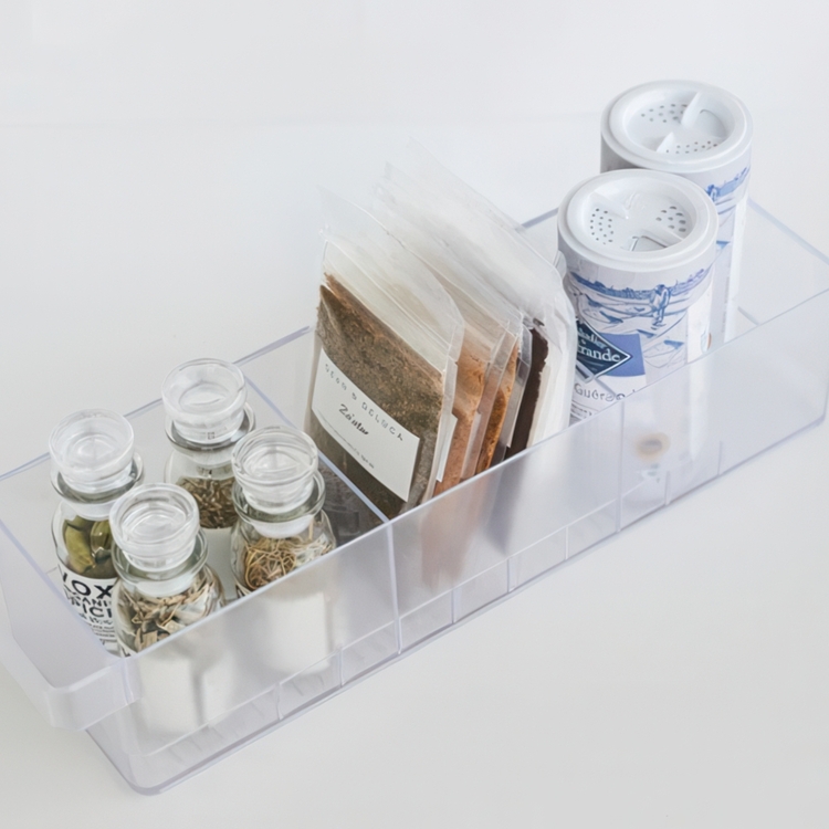 Storage box with dividers, Stackable, TOWER FRIDGE ORGANIZER , Yamazaki, Tranparent 