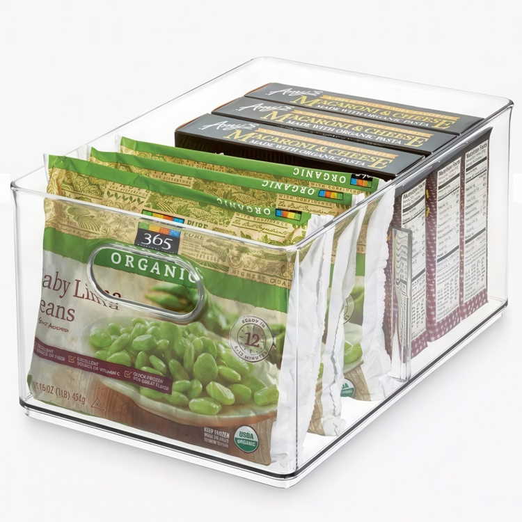 Box for the freezer, with divider, THE HOME EDIT FREEZER BIN, 20.3 x 30.5 x H15.2 cm, Transparent