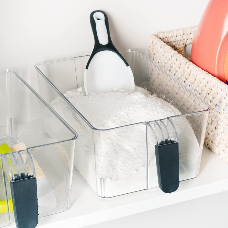Storage box with handle, WIDE RANGEMENT, 27,5 x 17,5 x H 11 cm, Clear