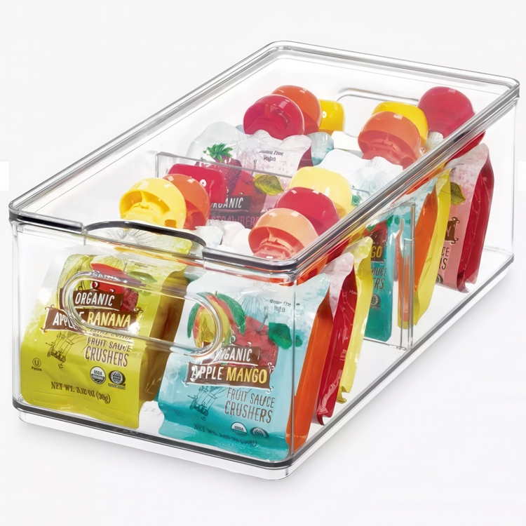 Storage Box with divider, THE HOME EDIT FRIDGE BIN, 15,2 x 30,5 x H 10,8 cm, Transparent