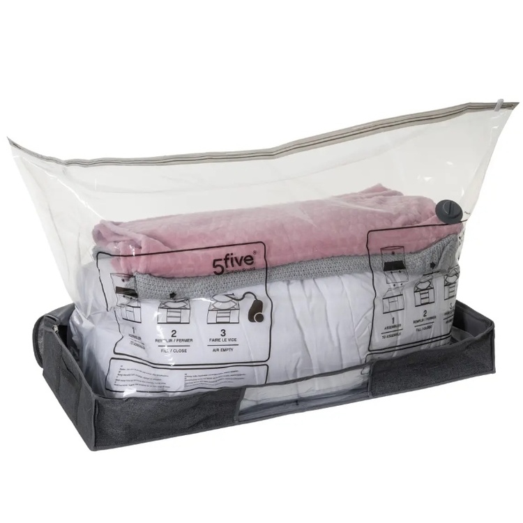Box with vacuum bag, under-bed, AIR STORE UNDER BED, 100 x 45 x H 15 cm, Grey