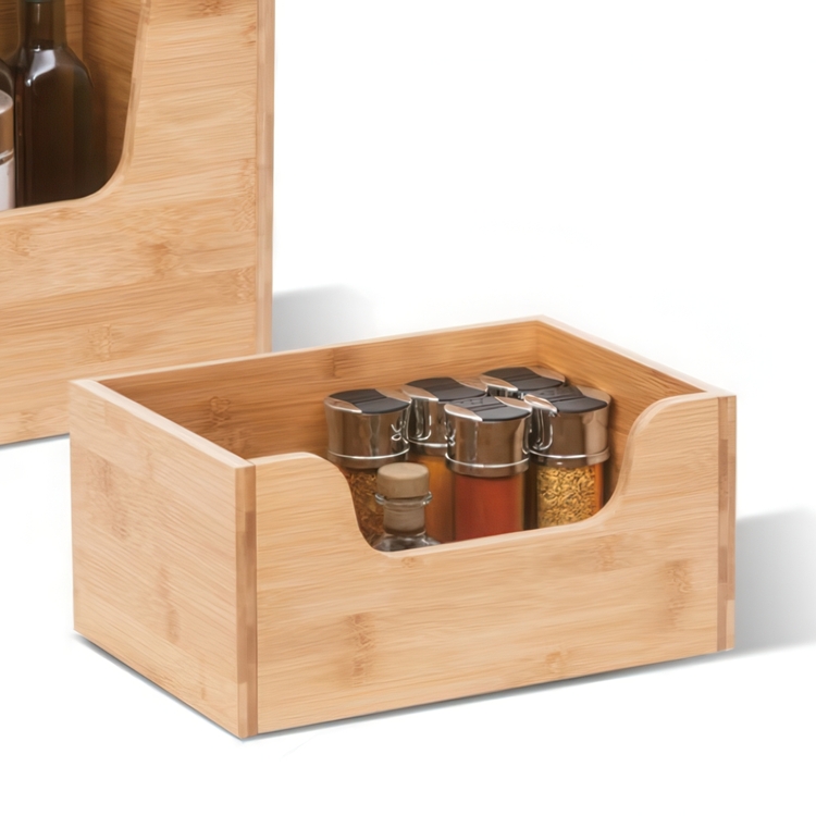 Storage bin open front, STACK SMALL BAMBOO BASKET, 31,5 x 21,5 x H 15 cm, Nature