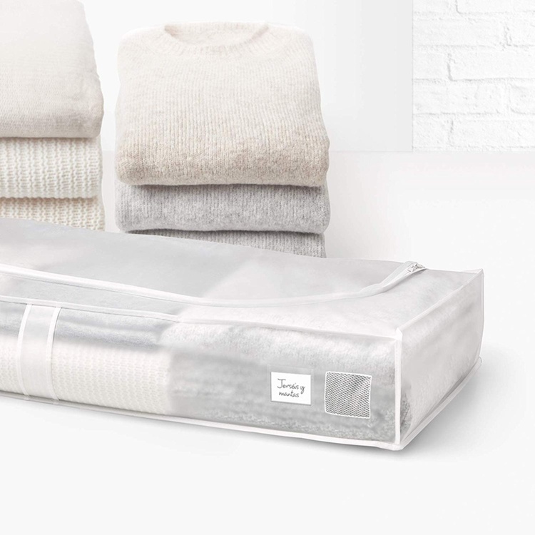 Box under-bed storage, Soft, MILKY WHITE, 45 x 103 x H16 cm, Transparent White