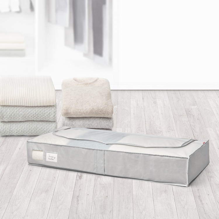 Box under-bed storage, RAYEN PREMIUM, 45 x 103 x H 16 cm, Light grey