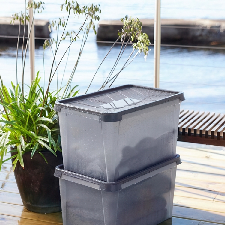 Storage Box, Waterproof, SMARTSTORE 34L DRY, 50 x 40 x H 27 cm, Grey