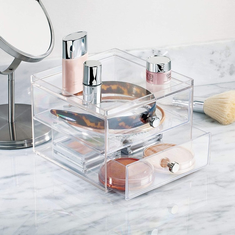 Two drawer box storage, ID CLARITY VANITY DRAWER, 16,5 x 16,5 x H 12,7 cm, Clear