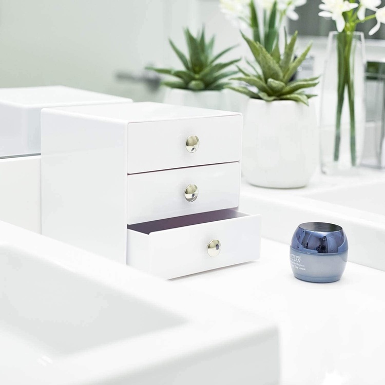 Three drawer box storage, ID VANITY DRAWER, 16,5 x 16,5 x H 16,5 cm, White