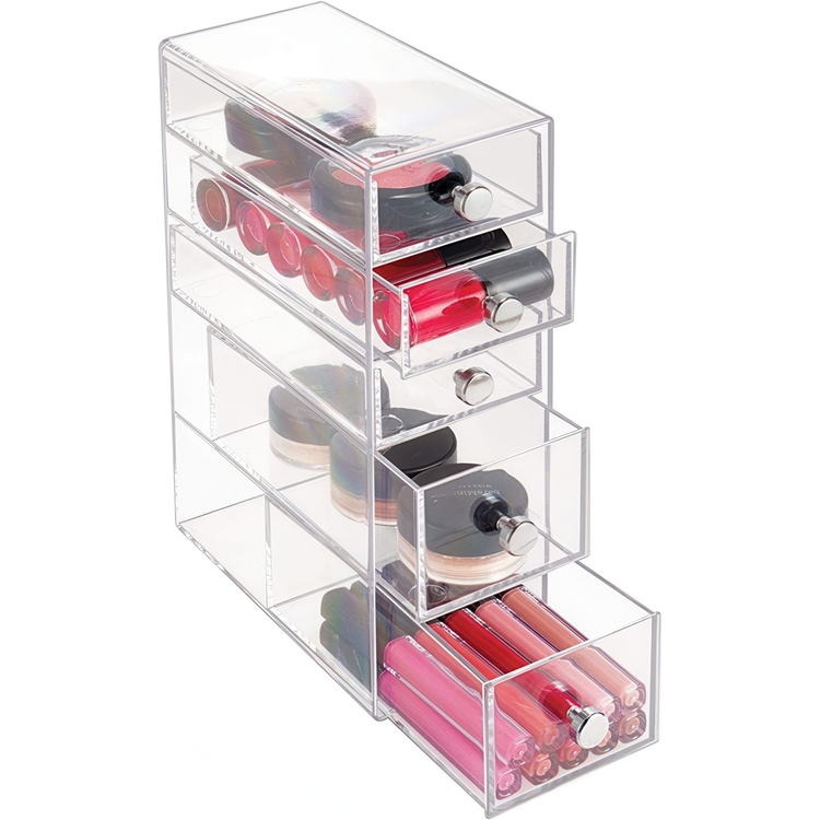 Five drawer box storage, ID CLARITY TOWER DRAWER, 8,5 x 16,5 x H 25 cm, Clear