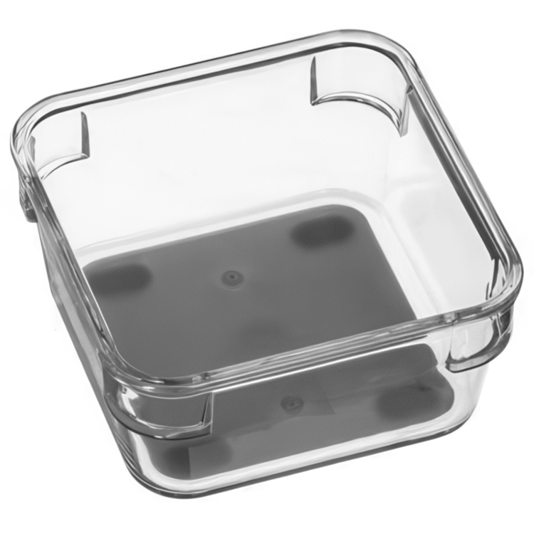 Storage tray, Small Square, TIDY SMART ORGANIZER, 9 x 9 x H 4,5 cm, Clear / Dark Grey