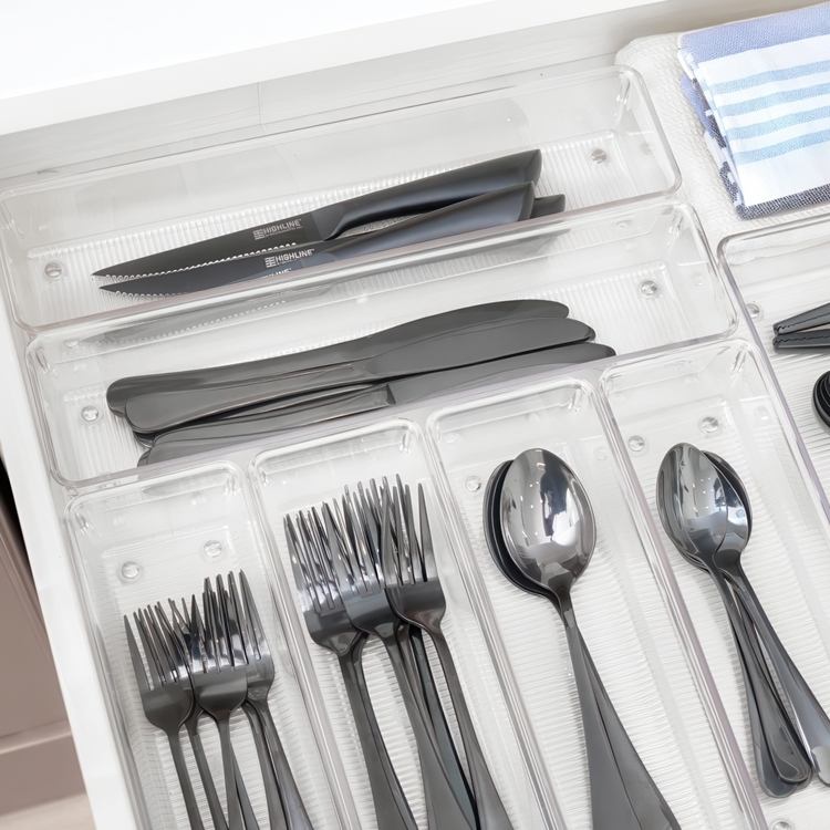 Drawer Organisers, LINUS SHALLOW MEDIUM, 25 x 8,1 x H 5,1 cm, Transparent