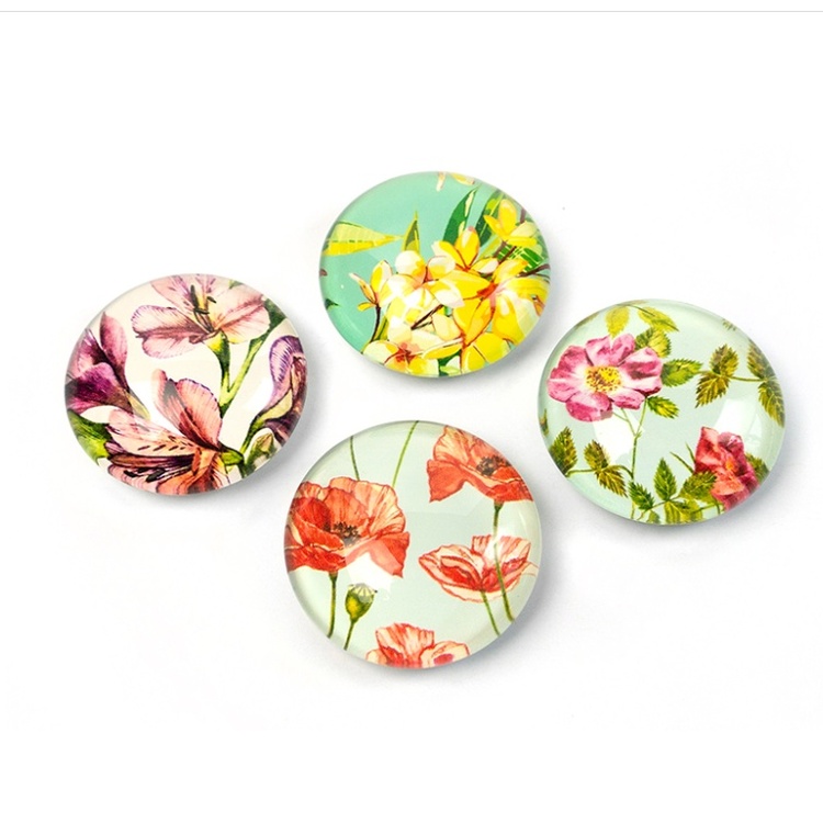 Magnets, Set of 4, FLOWER, Ø 3,5 cm, Multcolour