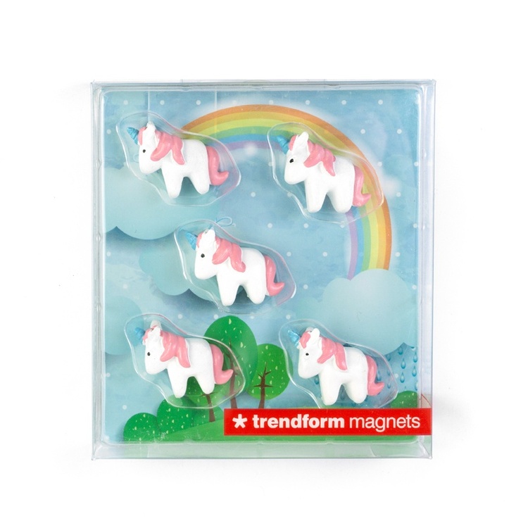 Magnets, UNICORN Set of 5, White / Pink