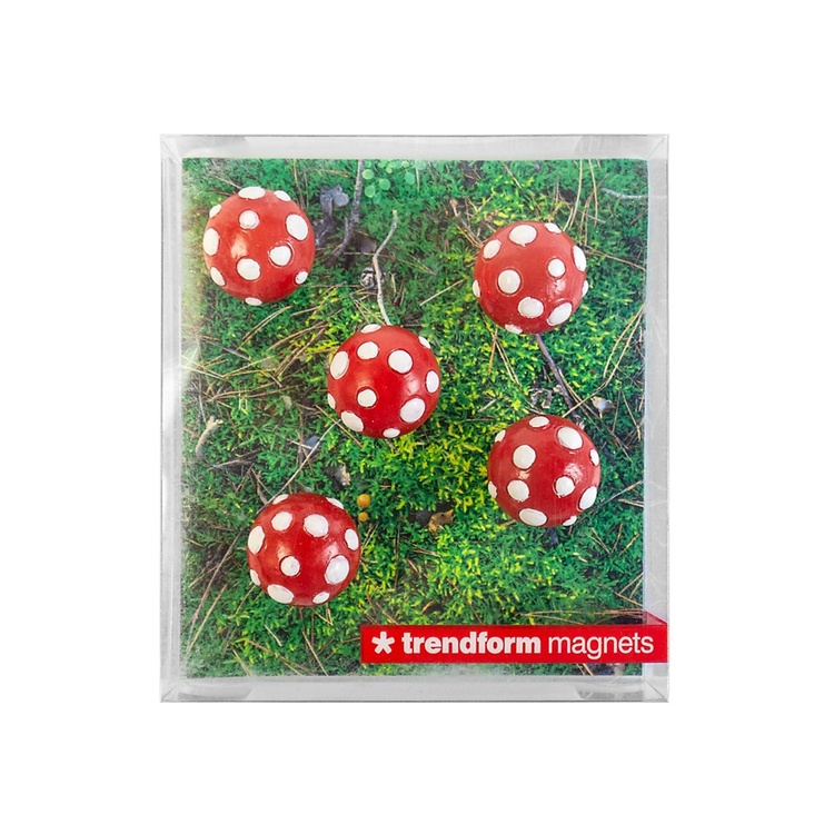 Magnets, Set of 5, MUSHROOM, Red / White
