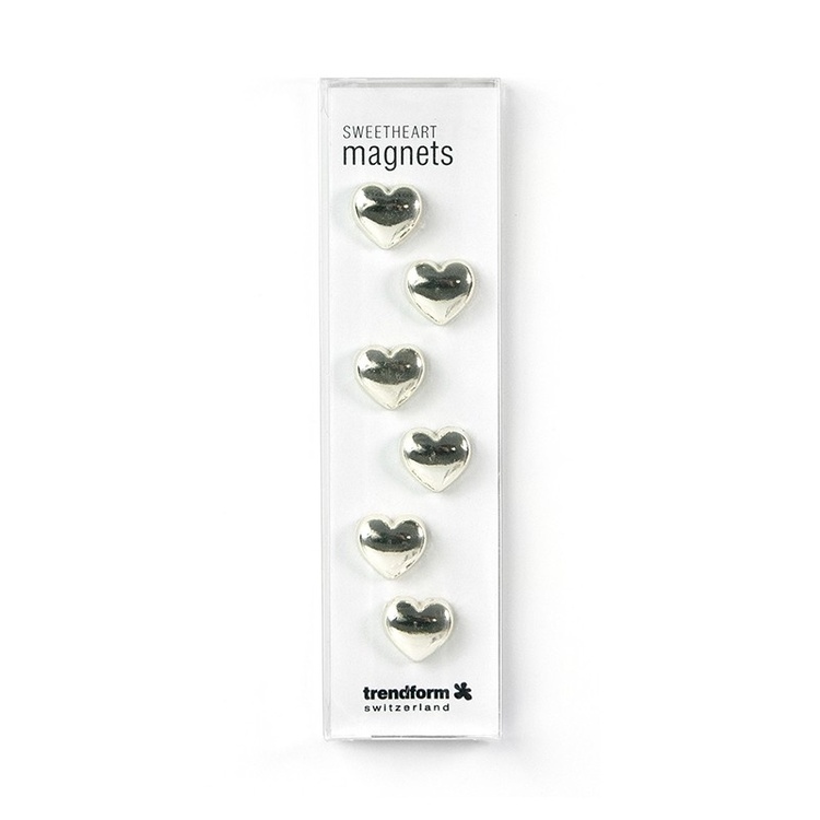 Magnets, Set of 6, SWEETHEART, Silver