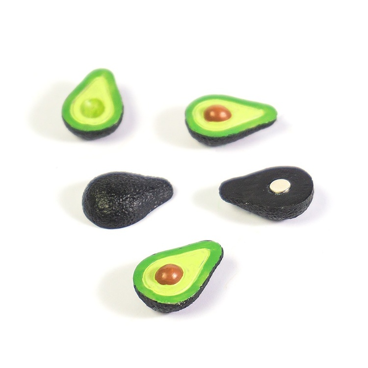 Magnets, Set of 5, AVOCADO, Green / Black