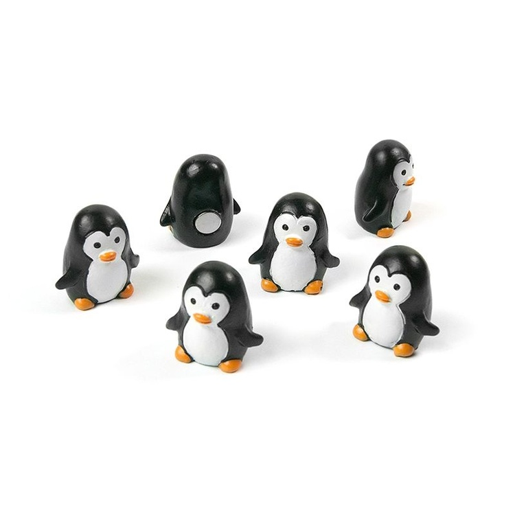 Magnets, penguins, PINGU, Set of 6, Black / White
