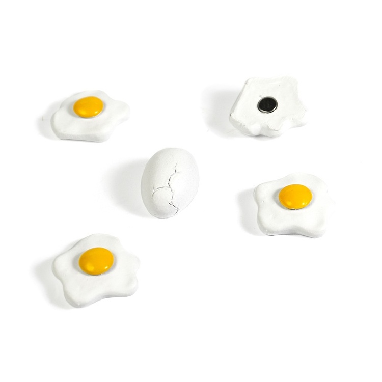 Magnets, Set of 5, EGG, White / Yellow