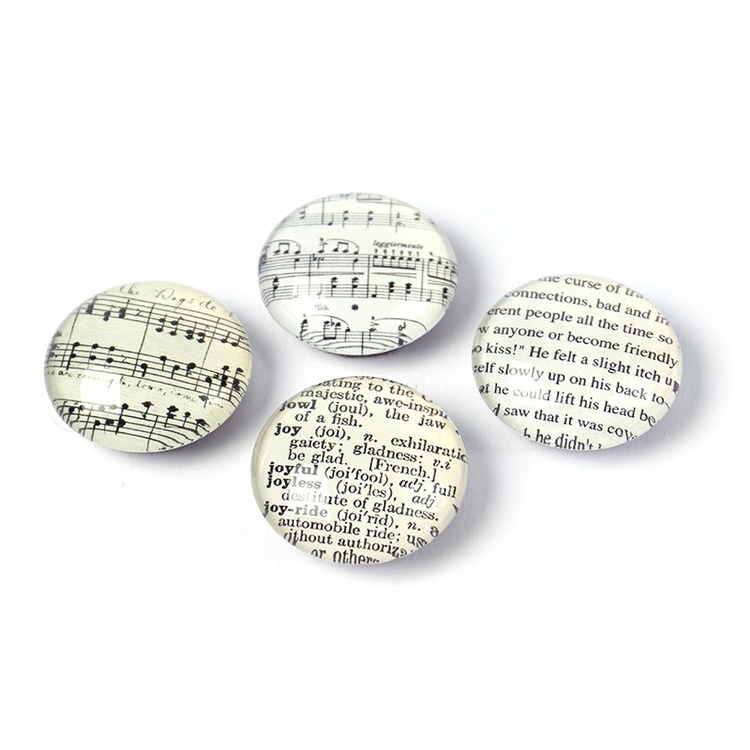 Magnets, Set of 4, FINE ARTS, Ø3,5 cm, White / black