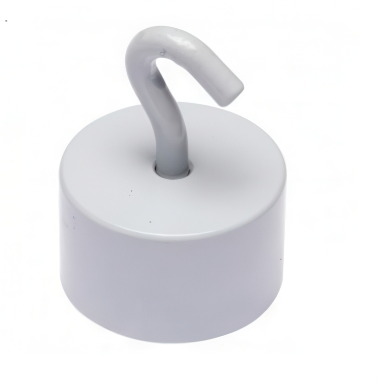 Magnetic hook, Super strong 16 kg, NEODYM LARGE, Ø 2,5 cm, White