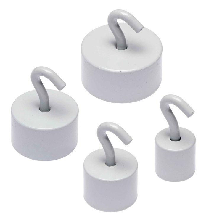 Magnetic hook, Super strong 16 kg, NEODYM LARGE, Ø 2,5 cm, White