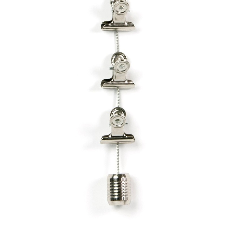 Photo wire, MAGNETIC CLIPS, 8 clips, H 150 cm, Silver