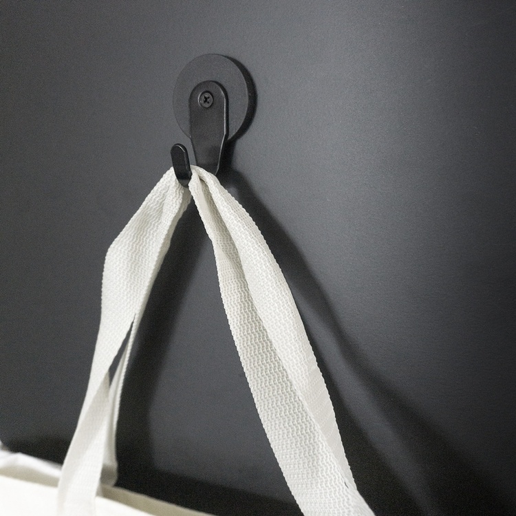 Magnetic hooks, super strong, set of 2, RUBBER SUPERMAGNET, Ø 4,3 cm, Black