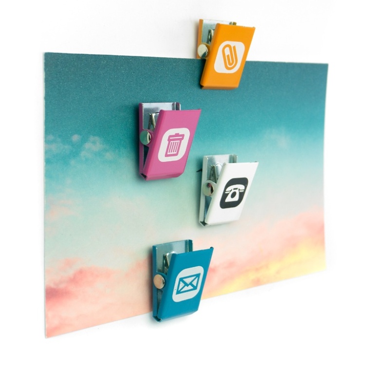 Magnetic clips, Set of 4, OFFICE CLIP, 2 x 2,7 cm, Assorted