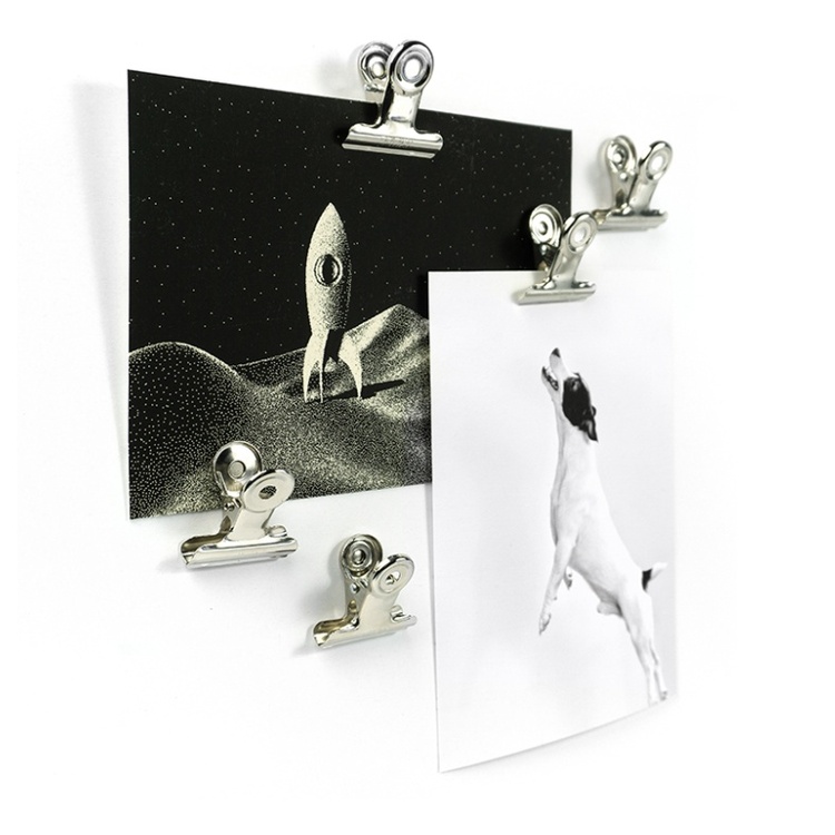 Magnetic clip, Set of 4, GRAFFA, 3 x 3 x H 2 cm, Chrome-plated 