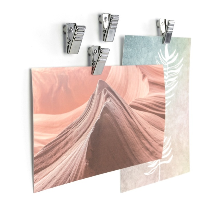 Magnetic clips, Set of 4, CLIPPER, 1 x H 2,5 cm, chrome-plated