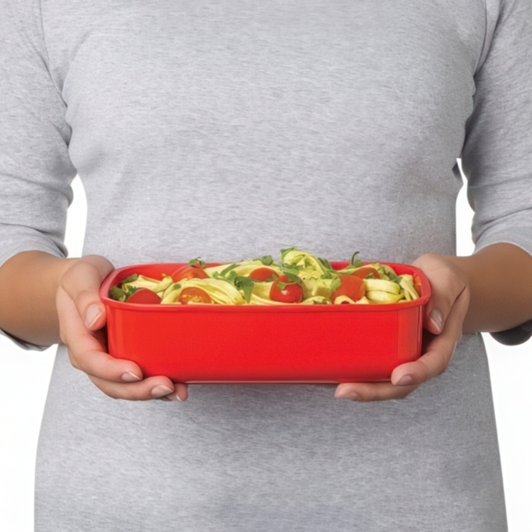 Lunch box, MICROWAVE RECTANGULAR LARGE, 23 x 15 x H 8 cm, Red
