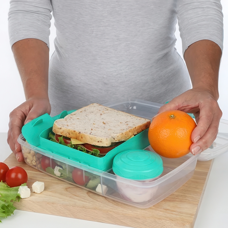 Lunch box with compartments, 1,76 Liter, SISTEMA BENTO BOX TO GO, Mint