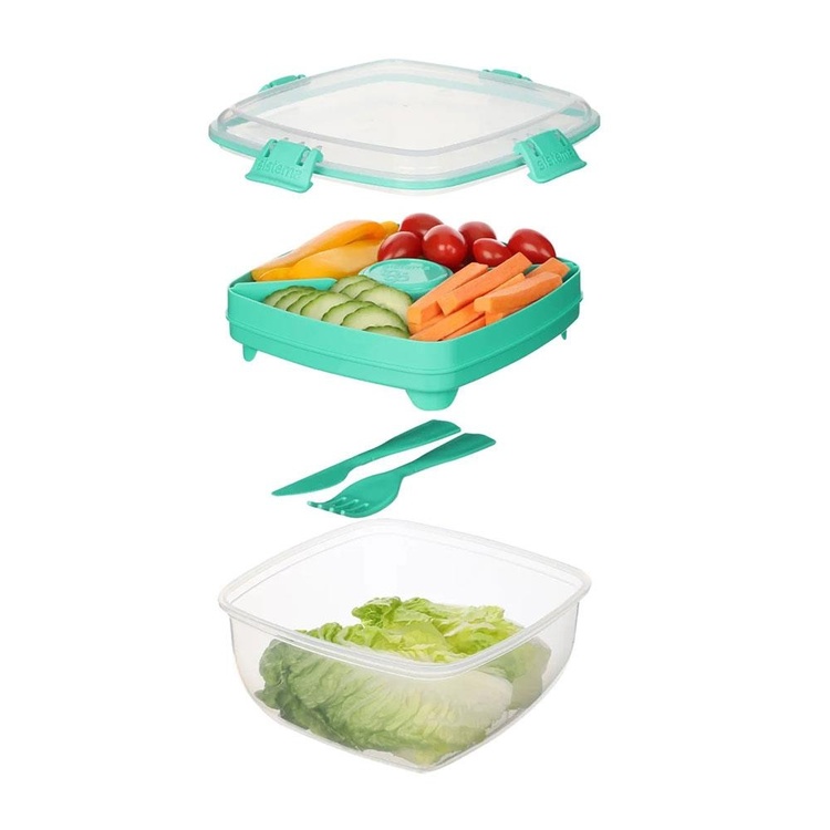 Lunch box, with compartments, SALAD TO GO, 1,1 L, Mint Teal