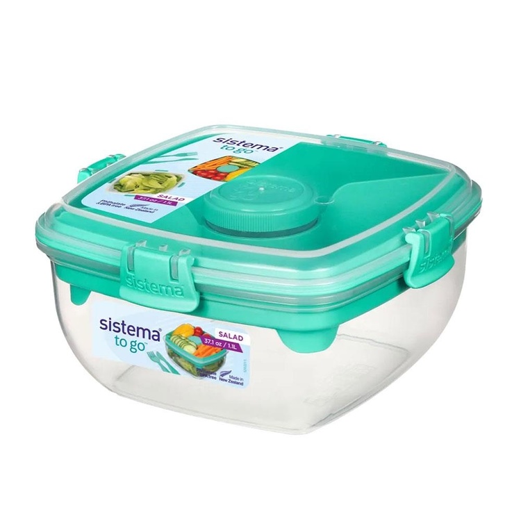 Lunch box, with compartments, SALAD TO GO, 1,1 L, Mint Teal