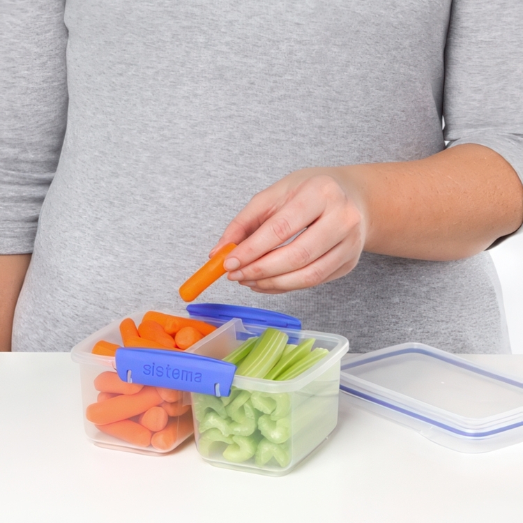 Lunch box, Two parts, 1 liter, KLIP IT SPLIT, Clear / Dark Blue